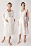 Woven Cotton Strappy Maternity Nightgown Dressing Gown Set - 2