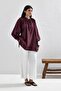 Front Tie Draped Voile Burgundy Shirt - 7