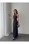 Women's Shoulder Multi-Strap Front Stone Embroidered Fish Cut Janjan Crepe Maxi Length Dress - 2