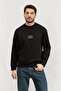 Men's Regular Fit Hooded Black Sweatshirt with Zipper and Embossed Eagle Logo