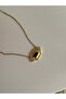 Steel Gold Navy Blue Stone Serenay Skill Necklace -Does Not Tarnish- - 3