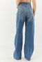Women's Blue Rose Pattern Colorful Stone Printed High Waist Straight Denim Trousers 1071 60283315 - 8