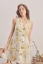 Yellow Meadow Floral Linen Mini Dress - 3