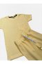 Boy's 100% Cotton Yellow Color Pocket Waffle Fabric Short Sleeve Shorts Summer Suit - 3