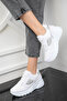 Premium Glitter Wedge Heel Sports Shoes White - 2