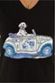 Women's Black V-Neck Car Sequin Sequin and Embroidery Embroidered 100% Cotton T-Shirt - 2