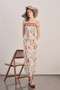 Burgundy Floral Linen Midi Dress