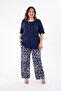 333931 Women's Linen Blouse with Side Slits Navy Blue - 7