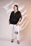3330365 Women's Zippered Chiffon Blouse Black - 8