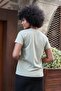 Women's Crew Neck Wrinkle-Free Span Blended Stylish Short Sleeve Lycra T-Shirt Blouse-Light Khaki - 6