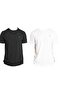 تي شيرت VIGO للرجال مكون من قطعتين مصنوع من القطن بنسبة 100% برقبة دائرية وقصة بيضاوية (أسود-أبيض) - 2