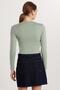 Women's Slim Fit Cotton Long Sleeve Solid Green Crew Neck Blouse - 5
