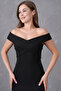 Women's Shoulder Open Design Midi Stylish Black Dress 13650 - 7
