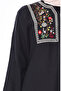 Embroidered Şile Fabric Dress 6000-01 Black - 4