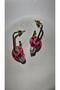 Pearl Dangle Earrings with Pink Flower Embroidery Detail