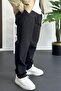 Men's Elastic Waist Baggy Casual Pants Black Edw359 - 3