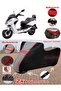 Sym Joyride Evo 200 Tarpaulin Topcase Compatible Motorcycle Tarpaulin (Grey-Black Red Stitched)