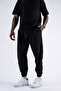 Men's Pile Basic Loose Black Jogger Baggy Trousers - 3