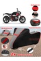 Bmw R Nine t Pure Tarpaulin Topcase Compatible Motorcycle Tarpaulin (Grey-Black Red Stitched)