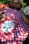 100% Cotton Happy Days Minimal Natural Wooden Bread Basket Tableware and Picnic Set 7 Pcs. - 5