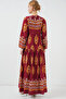 2423 فستان حجاب منقوش أصلي - E. Claret Red - 6