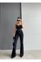 Black High Waist Stretch Fabric Flared Jeans (SIZE GUIDE IS IN THE IMAGE) - 3