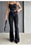 Black High Waist Stretch Fabric Flared Jeans (SIZE GUIDE IS IN THE IMAGE)