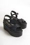 Greenhouse; Women's Black Open Toe and Back, 7.5 cm Wedge Sandals - 4