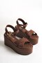 Greenhouse; Women's Dark Brown Open Toe and Back, 7.5 cm Wedge Sandals - 4