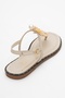 Joe Beige Sea Shell Genuine Leather Flip Flops Women's Sandals - 5