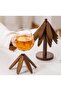Set of 4 Walnut Tone Wooden Trivets - Coaster Fenomen Trivet - Heat Resistant Folding Trivet - 2