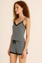 Cotton Collar Lace Detailed Thin Straps Undershirt and Shorts Women's Pajamas Set - 2