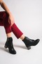 Dianax Lace-Up Zippered Orthopedic Heeled Women's Boots - Black - 3
