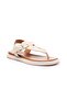 Off-White Genuine Leather Flip Flops Brown Leather Ankle Strap Women's Summer Sandals - 5