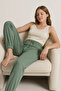 Cotton Corded Women's Pajama Bottoms with Elastic Legs - 3