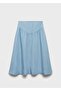 Soft Denim Midi Skirt with Shirring Detail - 3