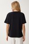 Stylish Stone Heart Detailed Knitted T-Shirt Black Lcr0066 - 6