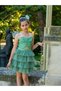Girl's Glittery Short Layered Design Evening Dress with Window Detail on the Front