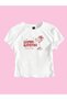 Women's White Lychee Martini Printed Crew Neck Tight Crop Tshirt - 2