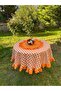Frilly Gingham Patterned Round Tablecloth - 3