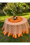 Frilly Gingham Patterned Round Tablecloth - 2