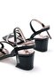 S-900 Black Banded Stone Thick Transparent Heeled Women's Shoes - 5