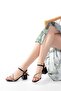 S-900 Black Banded Stone Thick Transparent Heeled Women's Shoes - 2