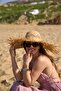 Fringed Wide Star Straw Hat Beige