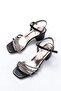 S-889 Black 3-Stripes Heeled Women's Shoes - 4