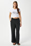Women's Sasha Cool Texture Waist Elastic Black Palazzo Pants - 5