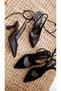 Black Women's Ankle Strap Heeled Shoes - 4