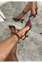 Burgundy Patent Leather Women's Ankle Strap Sandals - 2