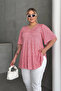 Plus Size V-Neck Short Sleeve Skirt with Exaggerated Print Blouse 98-5
