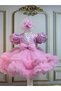 Pink Beaded Skirt Ruffled Girl Child Special Occasion Birthday Wedding Party Dress Evening Dress - 5